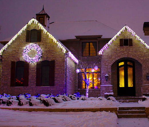 Holiday lights on a home in Omaha